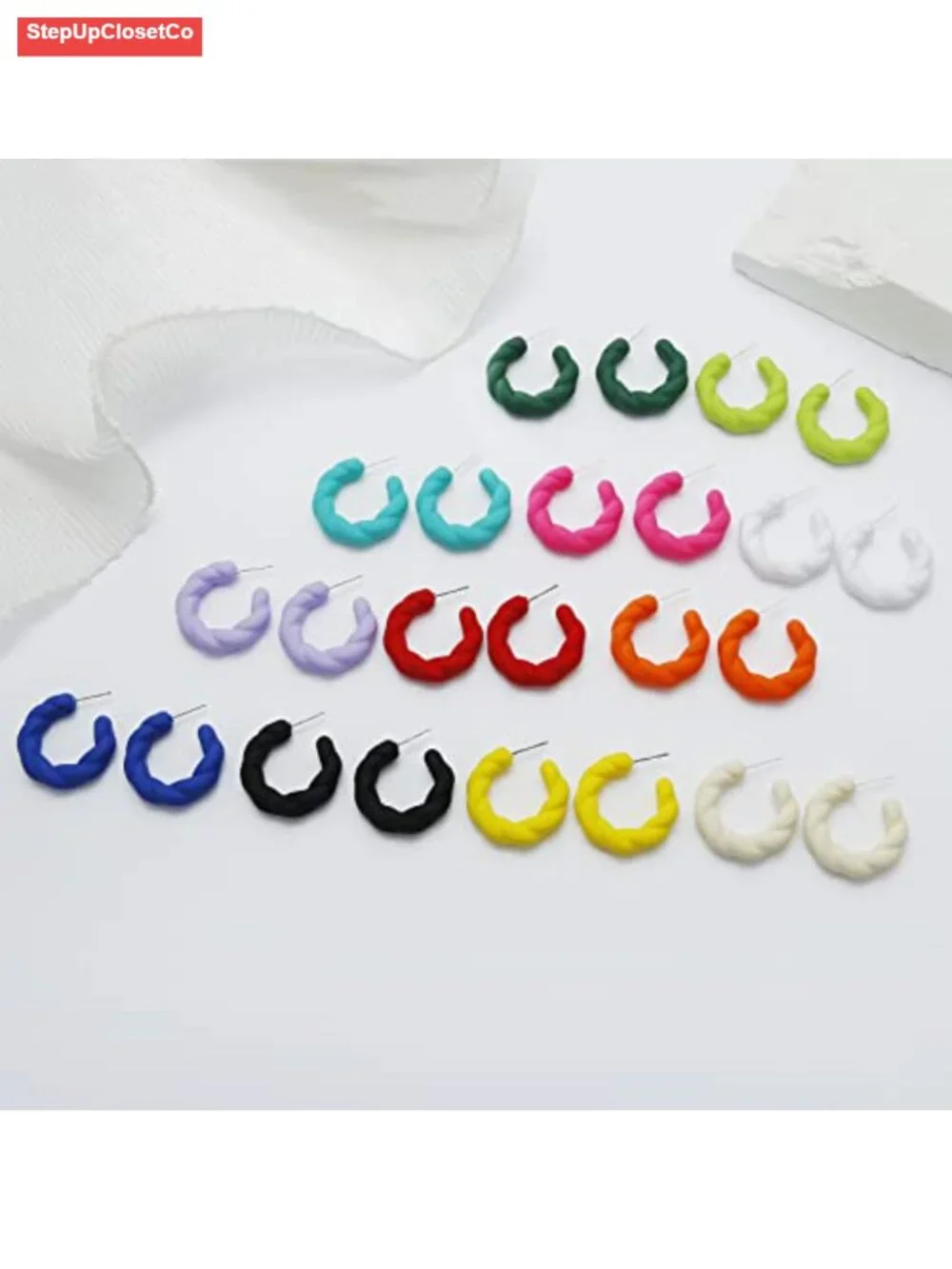Twisted Rope Round Hoop Earrings Lightweight Acrylic C Shape Women's Jewelry